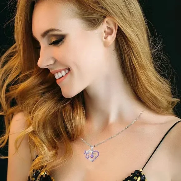 NEW "I Love You" Butterfly Pendant Necklace – Purple & Silver - Picture 2 of 5